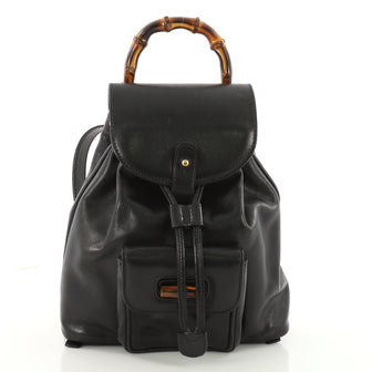 Gucci Vintage Bamboo Backpack Leather Mini Black 3569303