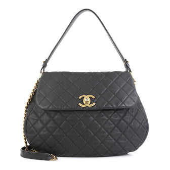 Chanel Country Chic Flap Messenger Bag Quilted Caviar Large