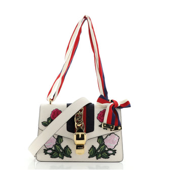 Gucci Sylvie Shoulder Bag Embroidered Leather Small