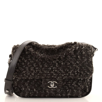 Chanel CC Lock Flap Messenger Bag Tweed Medium