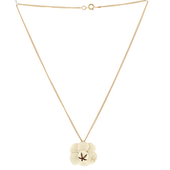 Chanel Camellia Pendant Necklace Metal with Enamel