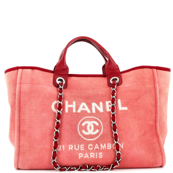 CHANEL Canvas Large Deauville Tote Ivory 328122