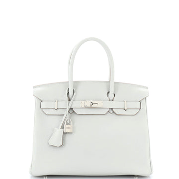 Birkin Handbag Grey Clemence with Palladium Hardware 30