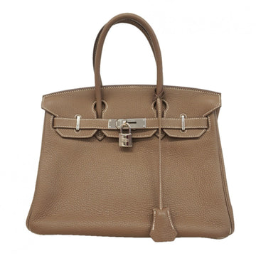 Birkin Handbag Brown Clemence with Palladium Hardware 30