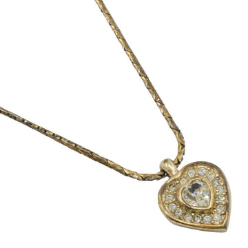 Heart Pendant Necklace Gold and Rhinestone
