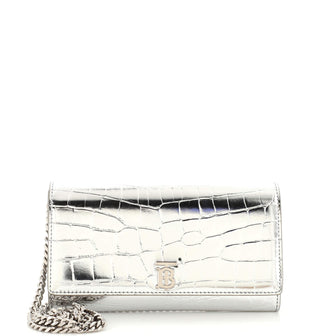 Hannah Wallet on Chain Crocodile Embossed Leather