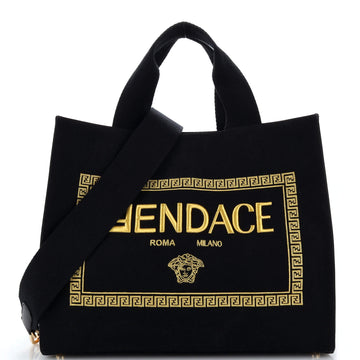 x Versace Fendace Convertible Shopping Tote Embroidered Canvas Large