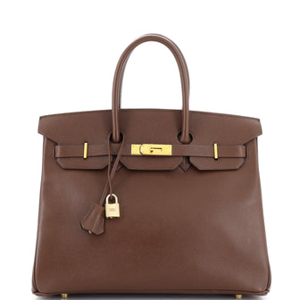 Birkin Handbag Marron Foncé Courchevel with Gold Hardware 35