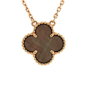 Van Cleef & Arpels Vintage Alhambra Pendant Necklace 18K Rose Gold and Grey Mother of Pearl