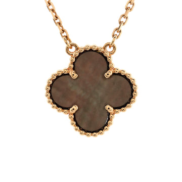 Van Cleef & Arpels Vintage Alhambra Pendant Necklace 18K Rose Gold and Grey Mother of Pearl