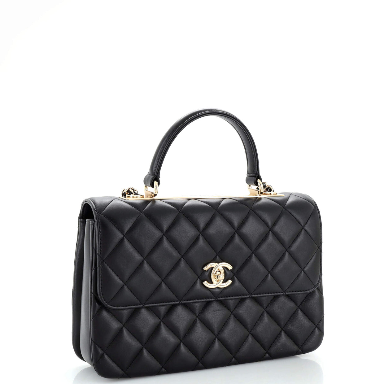 Chanel Trendy CC Top Handle Bag Quilted Lambskin Medium Black 21664248