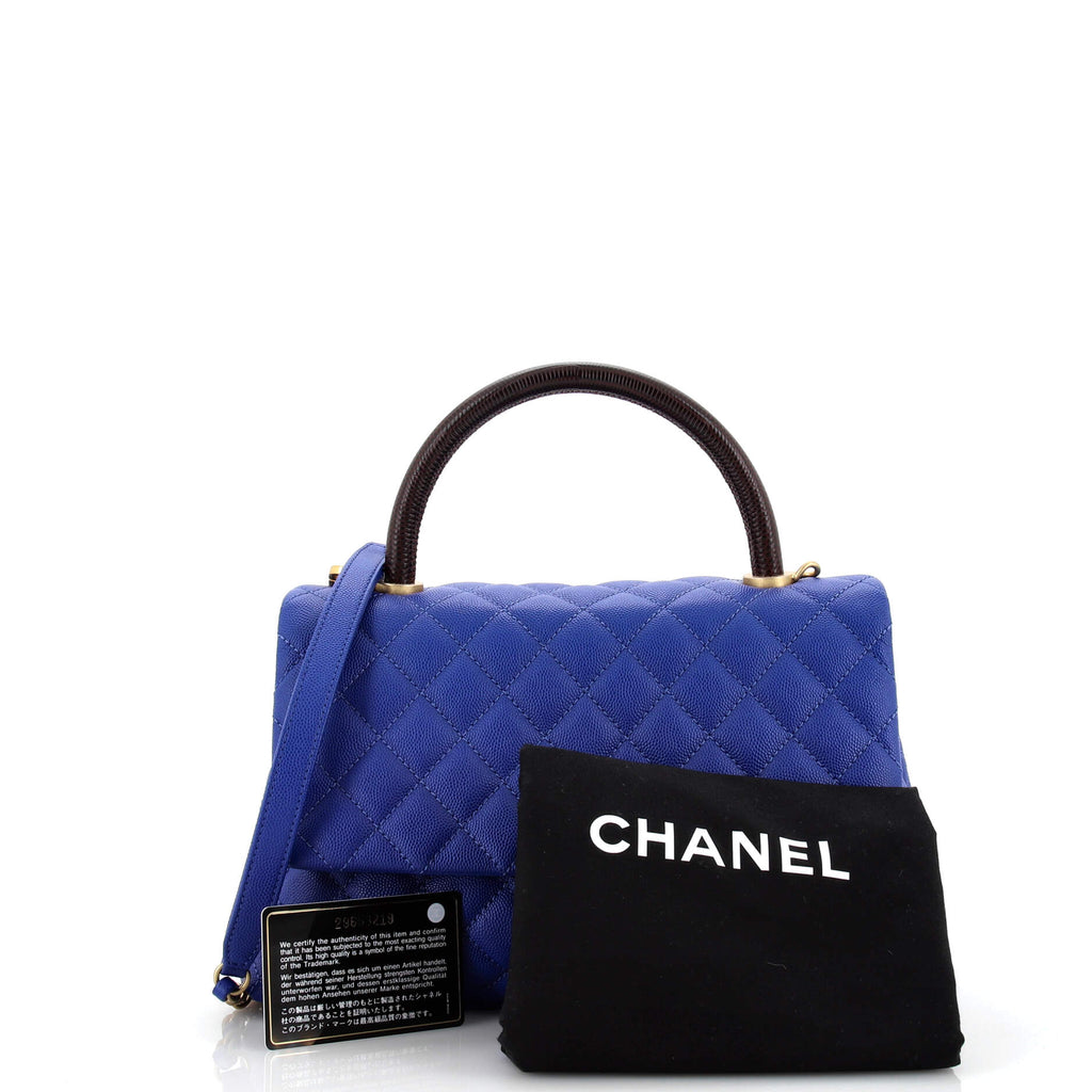 Chanel Coco Top Handle Bag Quilted Caviar Small Blue 2191301