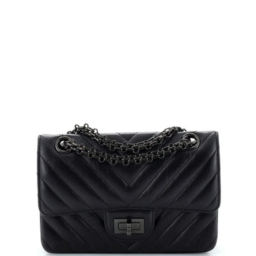 So Black Reissue 2.55 Flap Bag Chevron Aged Calfskin Mini