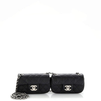 Twin Classic Flap Bag Quilted Caviar Mini