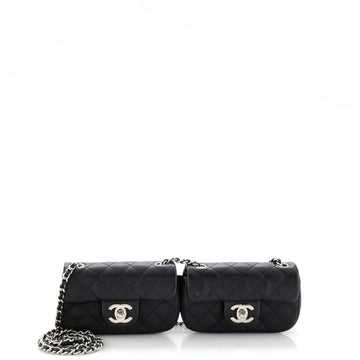 Twin Classic Flap Bag Quilted Caviar Mini