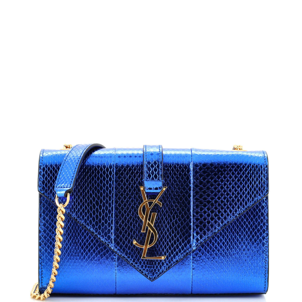 Saint Laurent Classic Monogram Envelope Crossbody Bag Snakeskin Small