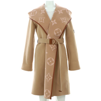 Louis Vuitton Women's Reversible Hooded Belted Wrap Coat Monogram Wool Blend