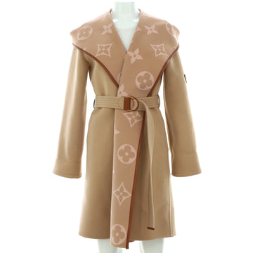 Louis Vuitton Women's Reversible Hooded Belted Wrap Coat Monogram Wool Blend