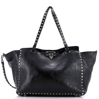 Valentino Garavani Rockstud Tote Textured Leather Medium