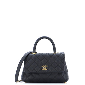 Coco Top Handle Bag Quilted Caviar Mini