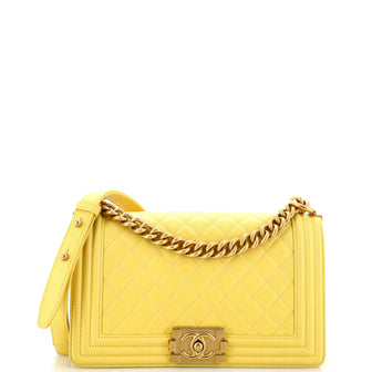 Chanel Boy Flap Bag Quilted Lambskin Old Medium