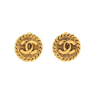 Chanel Vintage CC Round Clip-On Earrings Metal