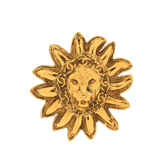 Chanel Vintage Sunburst Lion Head Brooch Metal