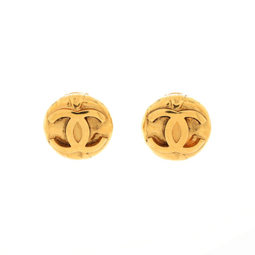 Chanel Vintage CC Round Clip-On Earrings Metal