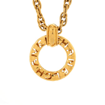 Chanel Vintage CC Round Logo Ring Pendant Long Necklace Metal