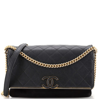 Chanel Lady Coco Flap Bag Quilted Caviar and Suede Medium