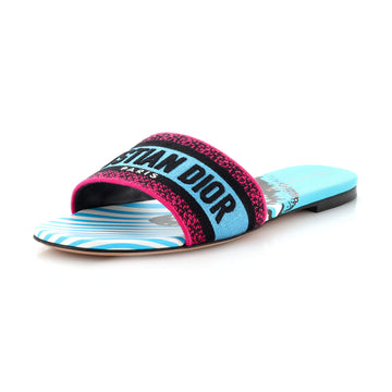 Christian Dior Women's Dway Flat Sandals Embroidered Canvas