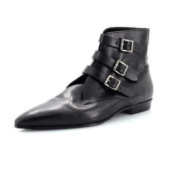 Saint Laurent Men's Goth Buckle Boots Leather