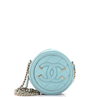 Chanel Filigree Round Clutch with Chain Quilted Caviar Mini