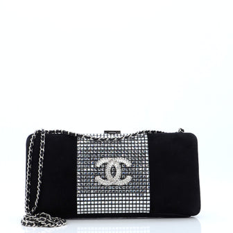 CC Frame Evening Clutch Crystal Embellished Suede