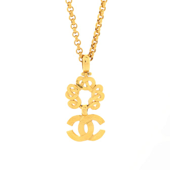 Chanel Vintage CC Multi Circle Drop Pendant Necklace Metal
