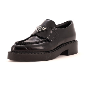 Prada Women's Triangle Logo Loafers Spazzolato Leather