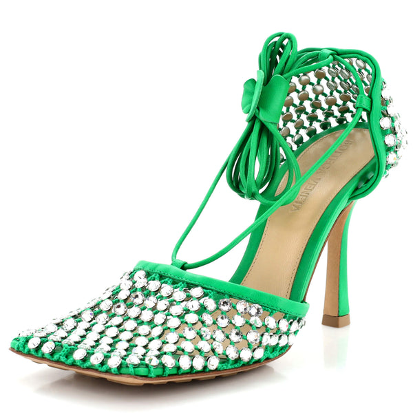 Bottega Veneta Women's Sparkle Stretch Heeled Sandals Crystal - Main Image