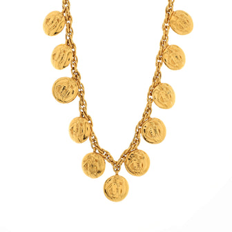 Chanel Vintage All-Over Logo Medallion Choker Necklace Metal