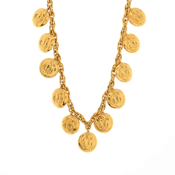 Chanel Vintage All-Over Logo Medallion Choker Necklace Metal