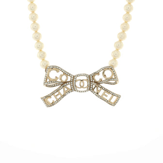 Chanel Bow-tiful Pendant Necklace Metal with Faux Pearls and Crystals