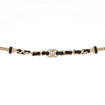 Chanel CC Turnlock Choker Necklace Metal and Leather