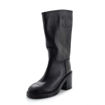 Chanel Women's Cap Toe CC Mid-Calf Boots Leather