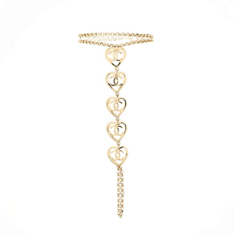 Chanel Coco In Love Heart CC Link Chain Bracelet Metal