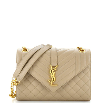 Saint Laurent Classic Monogram Envelope Satchel Mixed Matelasse Leather Medium