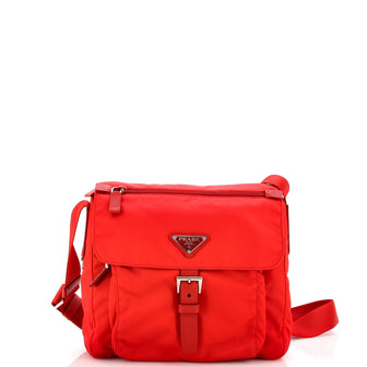 Prada Buckle Messenger Bag Tessuto Small