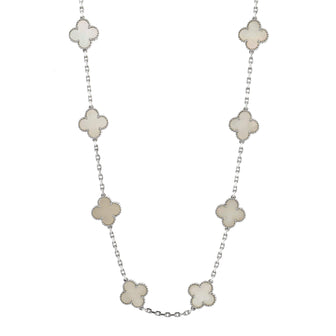 Van Cleef & Arpels Vintage Alhambra 20 Motifs Necklace 18K White Gold and Mother of Pearl