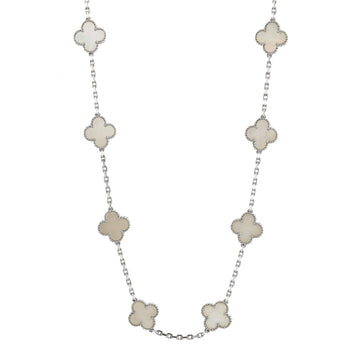 Van Cleef & Arpels Vintage Alhambra 20 Motifs Necklace 18K White Gold and Mother of Pearl