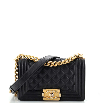 Boy Flap Bag Quilted Caviar Small