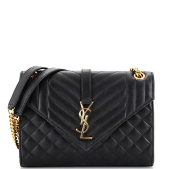 Saint Laurent Classic Monogram Envelope Satchel Mixed Matelasse Leather Medium