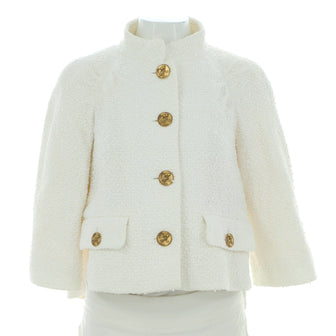 Chanel Women's Two Pocket Stand Collar Jacket Tweed